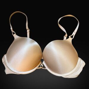 Victorias Secret Bombshell Plunge Bra Add 2 Cups Size 36B Nude Beige Super Sexy